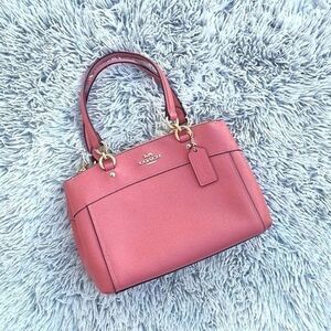 Coach Pink Glitter Crossgrain Leather Mini Brooke Carryall Purse